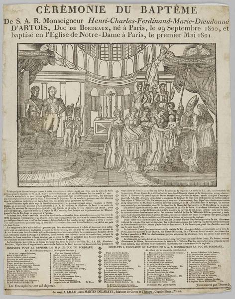 CEREMONIE DU BAPTEME / DE S.A.R. MONSEIGNEUR HENRI CHARLES FERDINAND MARIE DIEUDONNE D'ARTOIS, DUC DE BORDEAUX... (titre inscrit)_0