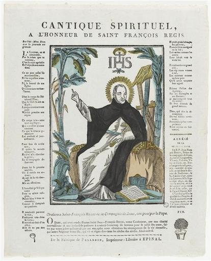 CANTIQUE SPIRITUEL, / A L'HONNEUR DE SAINT FRANCOIS REGIS. (titre inscrit)_0