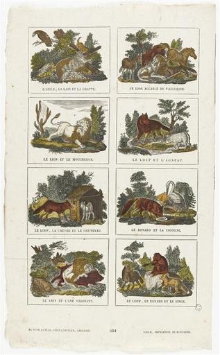 Planche de fables (l'aigle, la laie et la chatte...le loup, le renard et le songe) (titre factice)_0