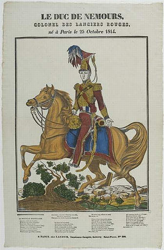 LE DUC DE NEMOURS, / COLONEL DES LANCIERS ROUGES, / Né à Paris le 25 Octobre 1814 (titre inscrit)_0
