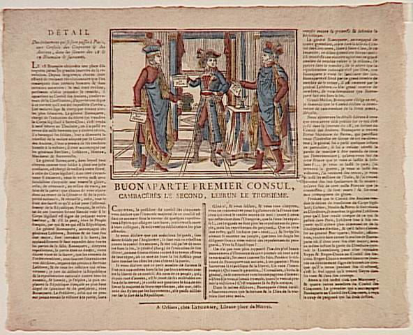 BUONAPARTE PREMIER CONSUL, / CAMPACERES LE SECOND, LEBRUN LE TROISIEME. (titre inscrit)_0