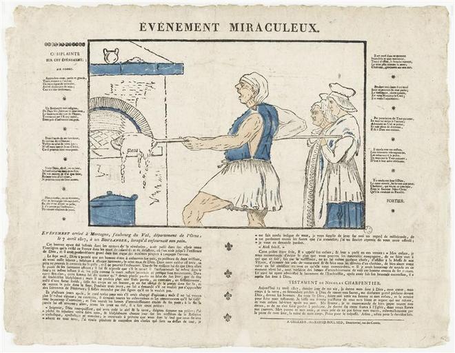 EVENEMENT MIRACULEUX. / EVENEMENT ARRIVE A MORTAGNE, FAUBOURG DU VAL, DEPARTEMENT DE L'ORNE, / LE 7 AVRIL 1817, A UN BOULANGER, LORSQU'IL ENFOURNAIT SON PAIN. (titre inscrit)_0