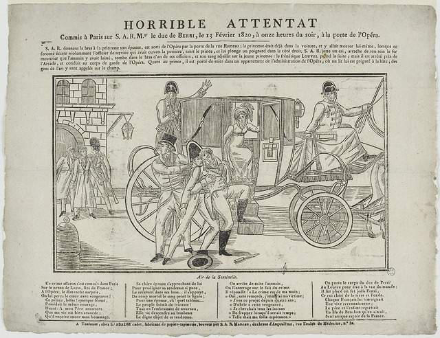 HORRIBLE ATTENTAT / COMMIS A PARIS SUR S.A.R.GR LE DUC DE BERRI, LE 13 FEVRIER 1820, A ONZE HEURES DU SOIR, A LA PORTE DE L'OPERA (titre inscrit)_0
