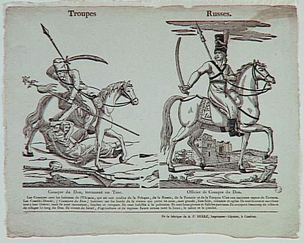 TROUPES RUSSES COSAQUE DU DON, TERRASSANT UN TURC OFFICIER DE COSAQUE DU DON (titre inscrit)_0