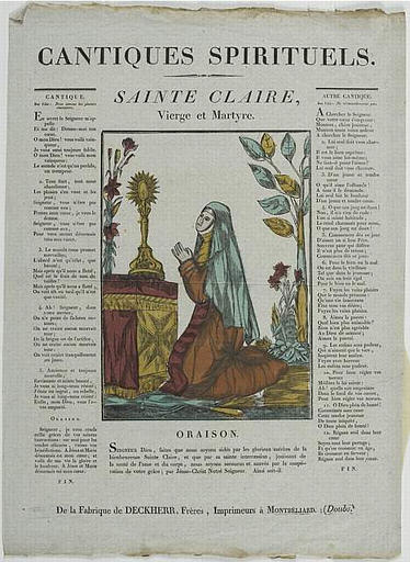 CANTIQUES SPIRITUELS. / SAINTE CLAIRE, / Vierge et Martyre (titre inscrit)_0