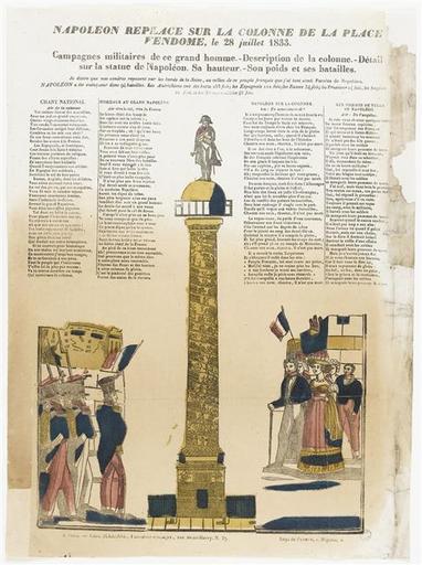 NAPOLEON REPLACE SUR LA COLONNE DE LA PLACE / VENDOME, Le 28 juillet 1833. (titre inscrit)_0
