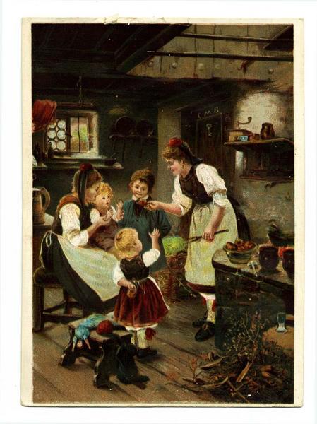 Une femme donne un gâteau à un bébé assis sur les genoux d'une jeune femme (titre factice)_0
