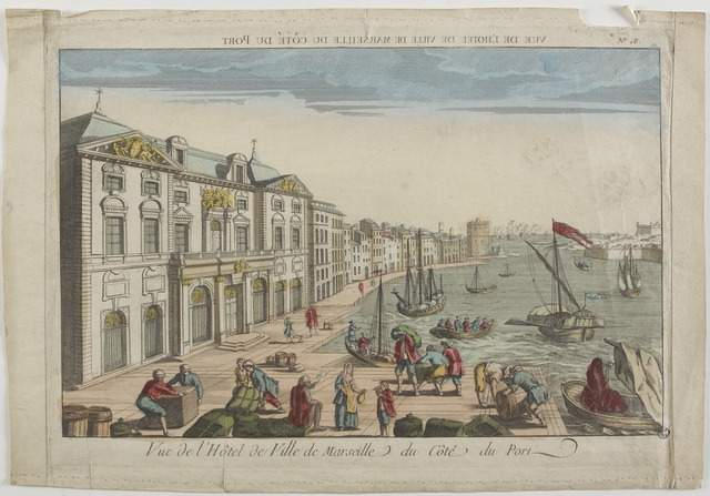 VUE DE L'HOTEL DE VILLE DE MARSEILLE DU COTE DU PORT (titre inscrit, caractères inversés) ; Vue de l'Hôtel de Ville de Marseille du Côté du Port (titre inscrit)_0