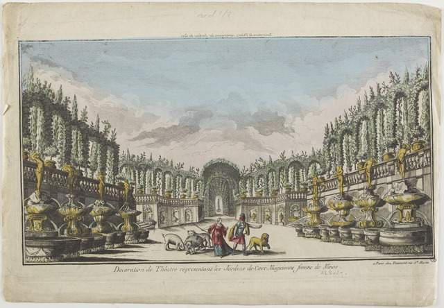 Decoration de Théâtre, representant les Jardins de Circé (titre inscrit, en caractères inversés) ; Decoration de Théâtre representant les Jardins de Circe Magicienne femme de Minos. (titre inscrit)_0