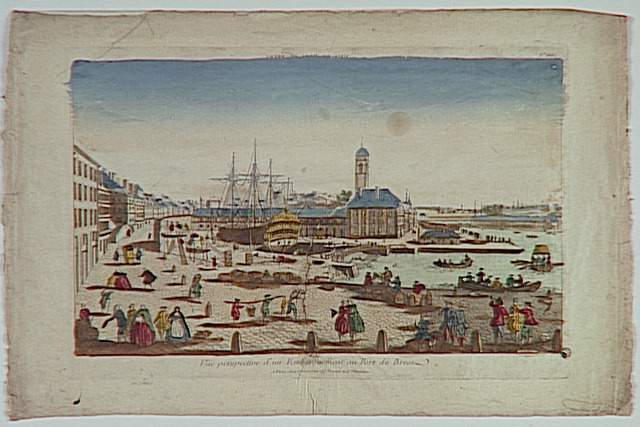 VUE DU PORT DE BREST (titre inscrit, en caractères inversés) ; Vue perspective d'un Embarquement au Port de Brest. (titre inscrit)_0