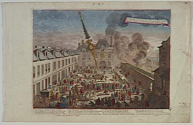 La grande Cour de l'Hôtel Royal des Gobelins, ou les habiles hommes / qui y sont établis pour les Manufactures des meubles de la Couronne / font élever un Mais à Monsieur le Brun premier peintre du Roy. (titre inscrit)_0