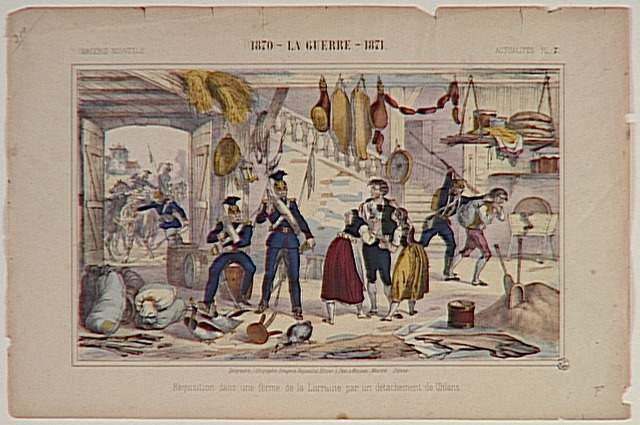 IMAGERIE NOUVELLE. / 1870. - LA GUERRE - 1871. / ACTUALITES PL. 7. / Réquisition dans une ferme de la Lorraine par un détachement de Uhlans. (titre inscrit)_0