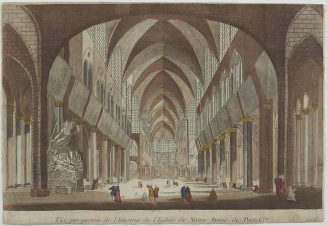Vue perspective de l'Intérieur de l'Eglise de Notre Dame de Paris (titre inscrit)_0