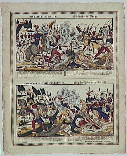 BATAILLE DE PRAGA. Gchlacht von Praga / VICTOIRE DES POLONAIS SOUS RYBINSKI. Gieg der Polen unter Rybinski (titre inscrit, bilingue)_0