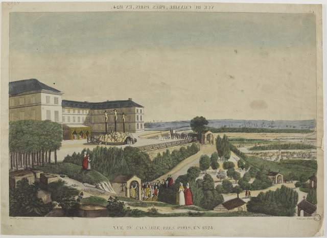 VUE DU CALVAIRE , PRES PARIS , EN 1824. (titre inscrit, en caractères inversés) ; VUE DU CALVAIRE , PRES PARIS , EN 1824. (titre inscrit)_0