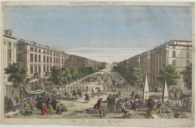 VUE DU COURS DE MARSEILLES (titre inscrit, en caractères inversés) ; Vue du Cours de Marseilles. (titre inscrit)_0