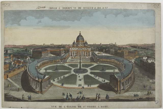 VUE DE L'EGLISE DE ST. PIERRE A ROME. (titre inscrit, en caractères inversés)_0