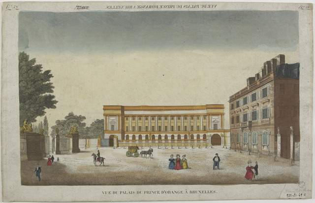 VUE DU PALAIS DU PRINCE D'ORANGE A BRUXELLES. (titre inscrit,  en caractères inversés)_0