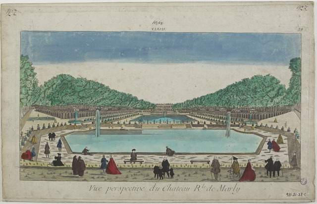 MARLY (titre inscrit, en caractères inversés) ; Vue perspective du Chateau Rle. de Marly (titre inscrit)_0