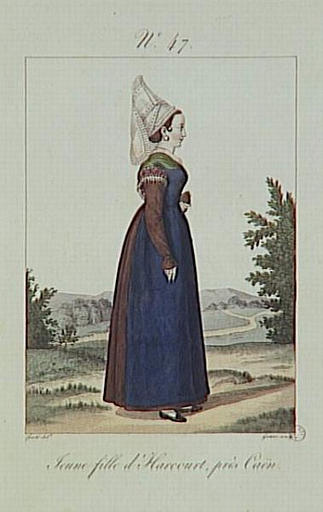 Jeune fille d'Harcourt, près de Caën (titre inscrit), Louis Marie Lante, 1827 vers