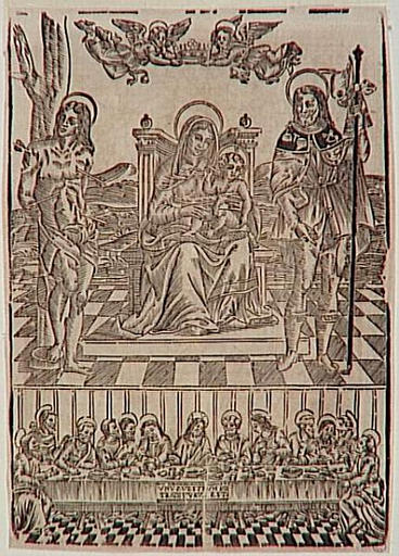 Vierge à l'Enfant entourée de Saint Sébastien et Saint Jacques (titre factice) ; La Cène (titre factice)_0