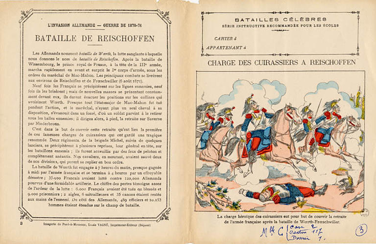 BATAILLES CÉLÈBRES / SÉRIE INSTRUCTIVE RECOMMANDÉE POUR LES ÉCOLES / CHARGE DES CUIRASSIERS A REISCHOFFEN (titre inscrit)_0