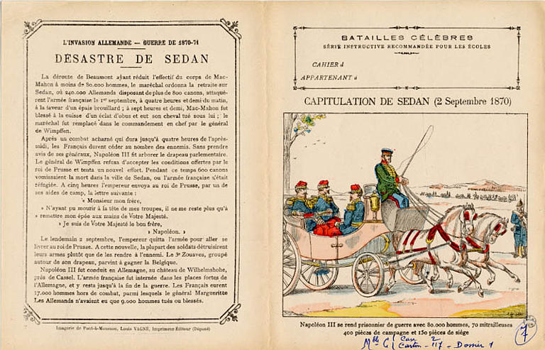 BATAILLES CÉLÈBRES / SÉRIE INSTRUCTIVE RECOMMANDÉE POUR LES ÉCOLES / CAPITULATION DE SEDAN (2 Septembre 1870) (titre inscrit)_0