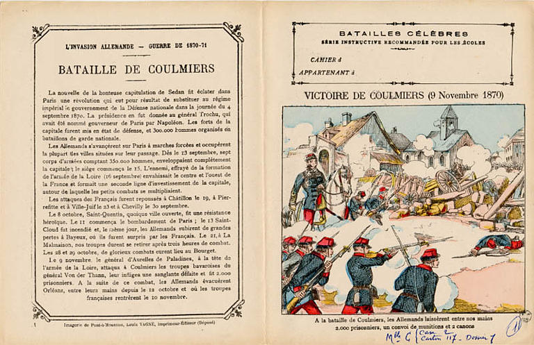 BATAILLES CÉLÈBRES / SÉRIE INSTRUCTIVE RECOMMANDÉE POUR LES ÉCOLES / VICTOIRE DE COULMIERS (9 Novembre 1870) (titre inscrit)_0