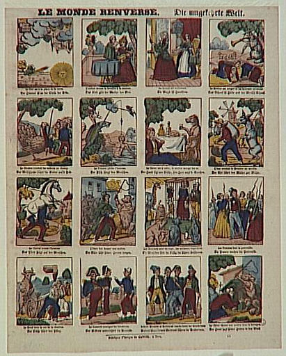 LE MONDE RENVERSE. (titre inscrit, français, allemand, gothique)_0