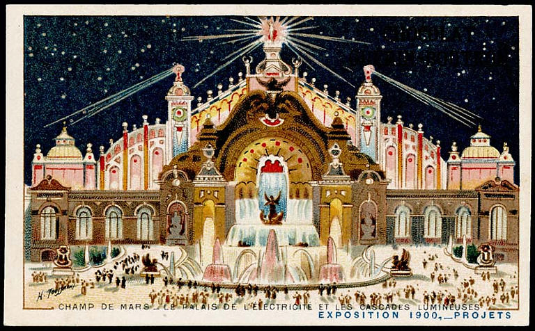 CHAMP DE MARS-LE PALAIS DE L'ELECTRICITE ET LES CASCADES LUMINEUSES / EXPOSITION Universelle 1900, -PROJETS (titre inscrit)_0