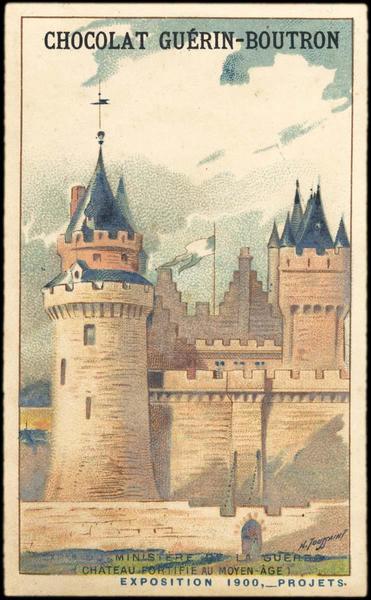 MINISTERE DE LA GUERRE / (CHATEAU FORTIFIE AU MOYEN-AGE) / EXPOSITION Universelle 1900, -PROJETS (titre inscrit), Henri Toussaint, 1900