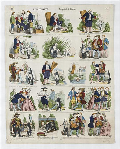 LE CHAT BOTTE (titre inscrit, français, allemand, gothique)_0