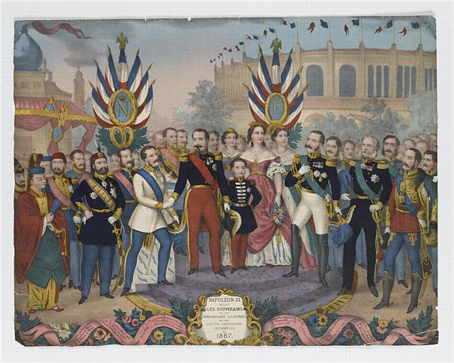 NAPOLEON III / RECOIT / LES SOUVERAINS / ET LES / PERSONNAGES ILLUSTRES / QUI ONT / VISITES L' EXPOSITION / UNIVERSELLE / DE / 1867 (titre inscrit)_0