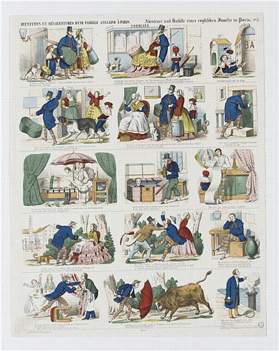 AVENTURES ET MESAVENTURES D'UNE FAMILLE ANGLAISE A PARIS (titre inscrit, français, allemand, gothique)_0