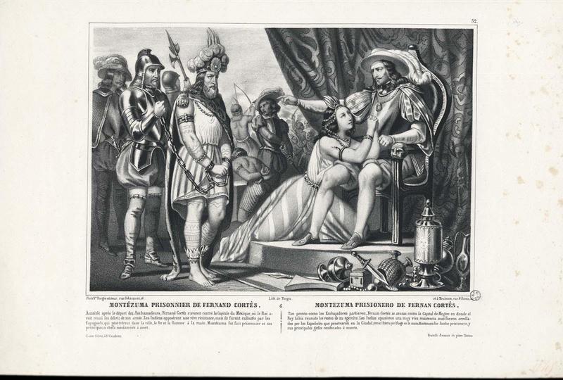 MONTEZUMA PRISONNIER DE FERDINAND CORTES (titre inscrit, français, espagnol)_0