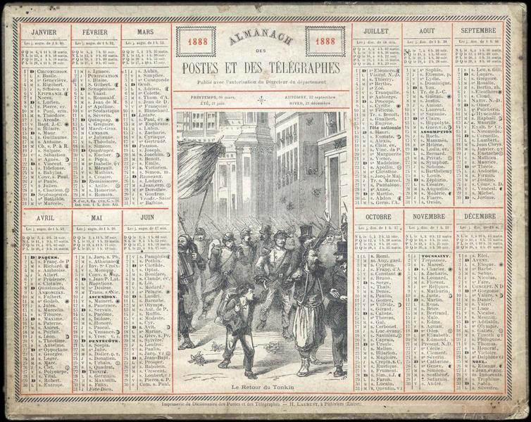 ALMANACH DES POSTES ET TELEGRAPHES / Le Retour au Tonkin (titre inscrit)_0