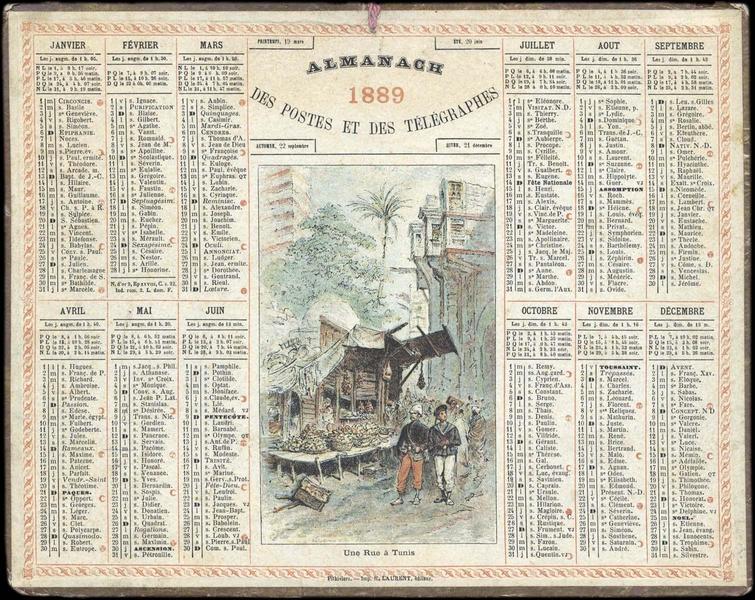 ALMANACH DES POSTES ET DES TELEGRAPHES / Une rue à Tunis (titre inscrit)_0