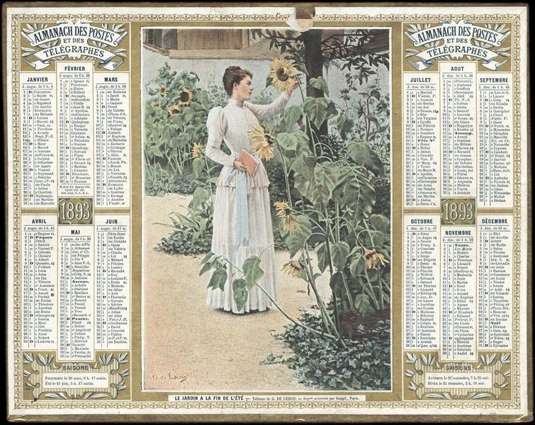ALMANACH DES POSTES ET DES TELEGRAPHES / LE JARDIN A LA FIN DE L'ETE (titre inscrit)_0