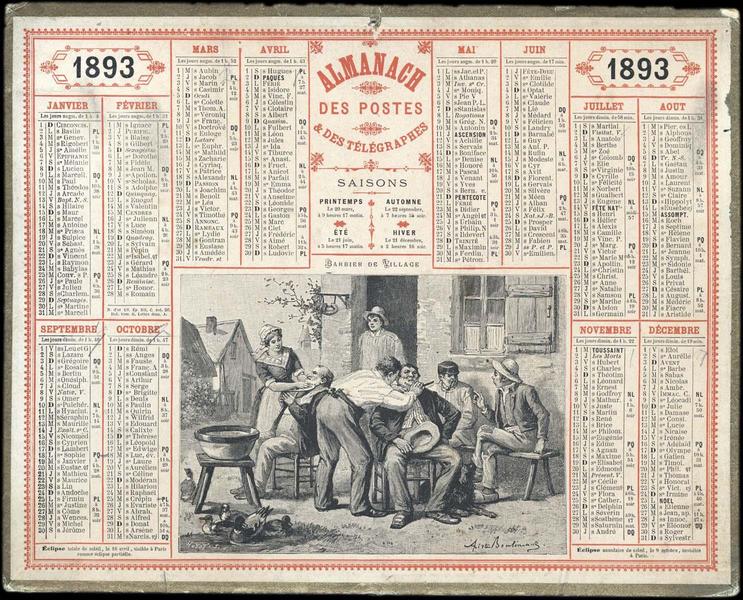 ALMANACH DES POSTES ET DES TELEGRAPHES / BARBIER DE VILLAGE (titre inscrit)_0