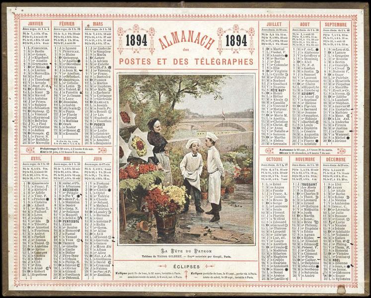 ALMANACH DES POSTES ET DES TELEGRAPHES / LA FETE DU PATRON (titre inscrit)_0
