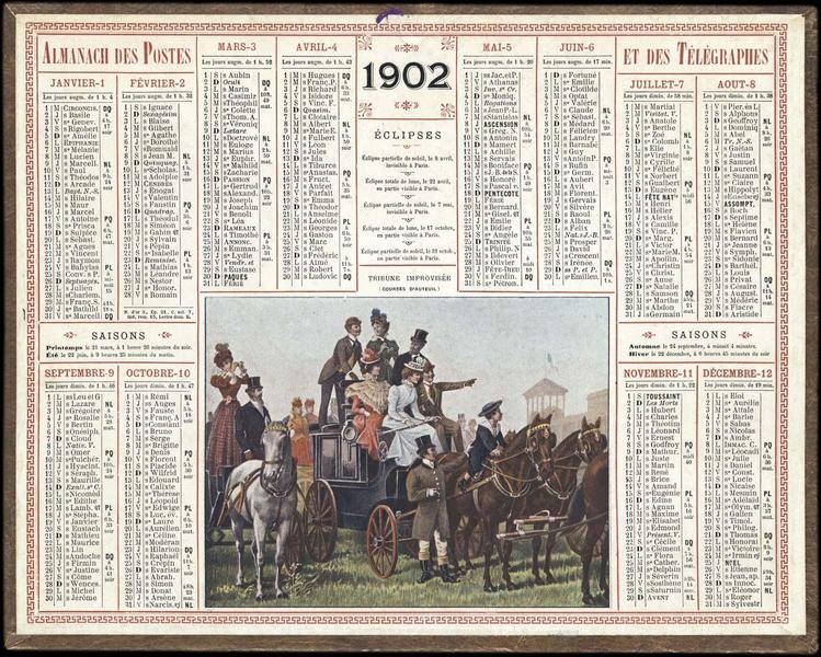 ALMANACH DES POSTES ET DES TELEGRAPHES / TRIBUNE IMPROVISEE (COURSES D'AUTEUIL) (titre inscrit)_0