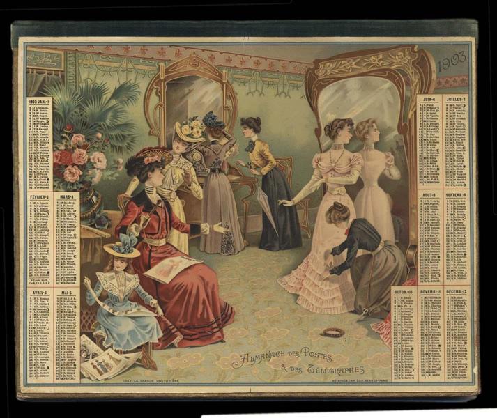 ALMANACH DES POSTES ET DES TELEGRAPHES / CHEZ LA GRANDE COUTURIERE (titre inscrit)_0
