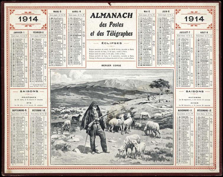 ALMANACH / des Postes / et des Télégraphes / BERGER CORSE (titre inscrit)_0