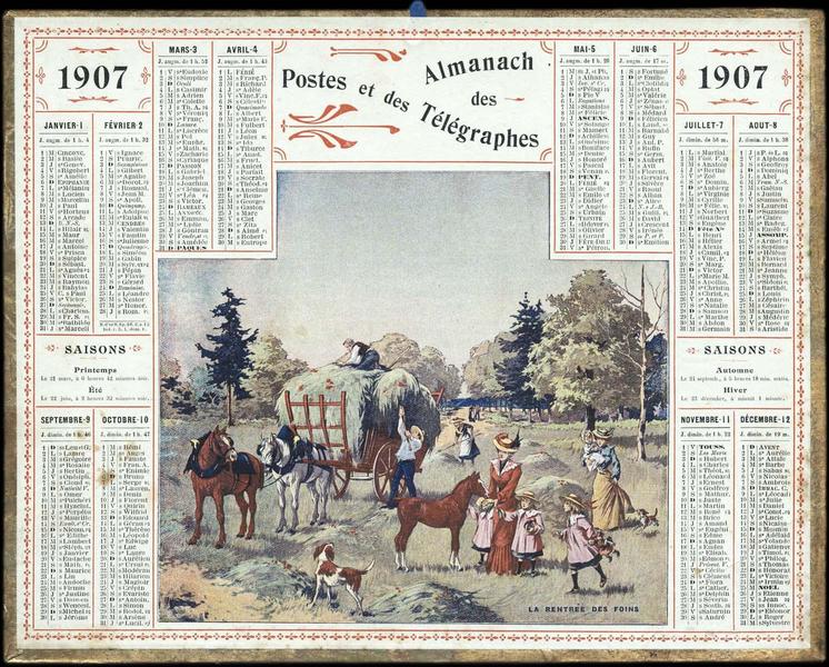 ALMANACH DES POSTES ET DES TELEGRAPHES / LA RENTREE DES FOINS (titre inscrit)_0