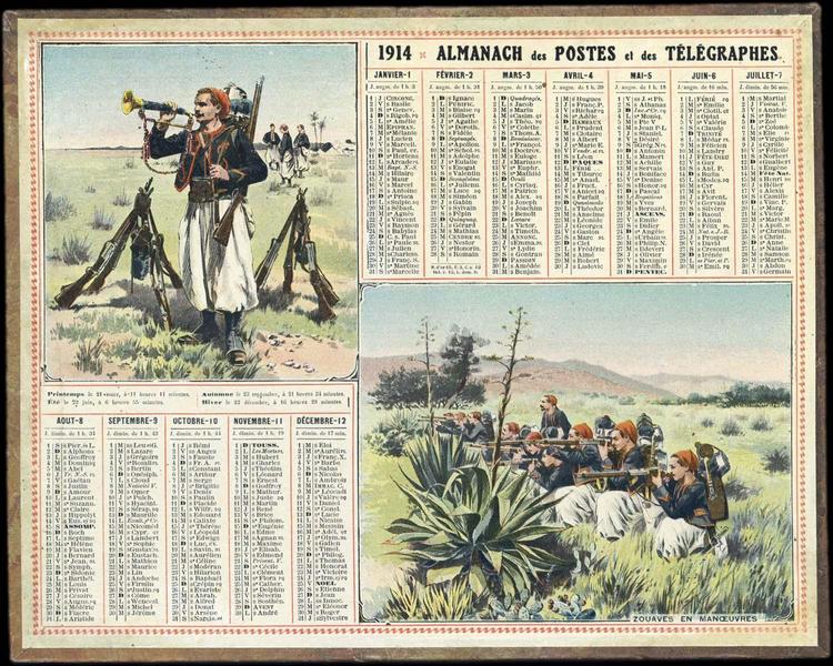 ALMANACH DES POSTES ET DES TELEGRAPHES / ZOUAVES EN MANOEUVRES (titre inscrit)_0