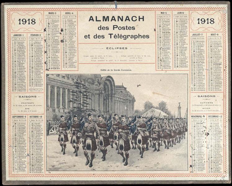Almanach des Postes et des Télégraphes / Défilé de la Garde Ecossaise (titre inscrit)_0