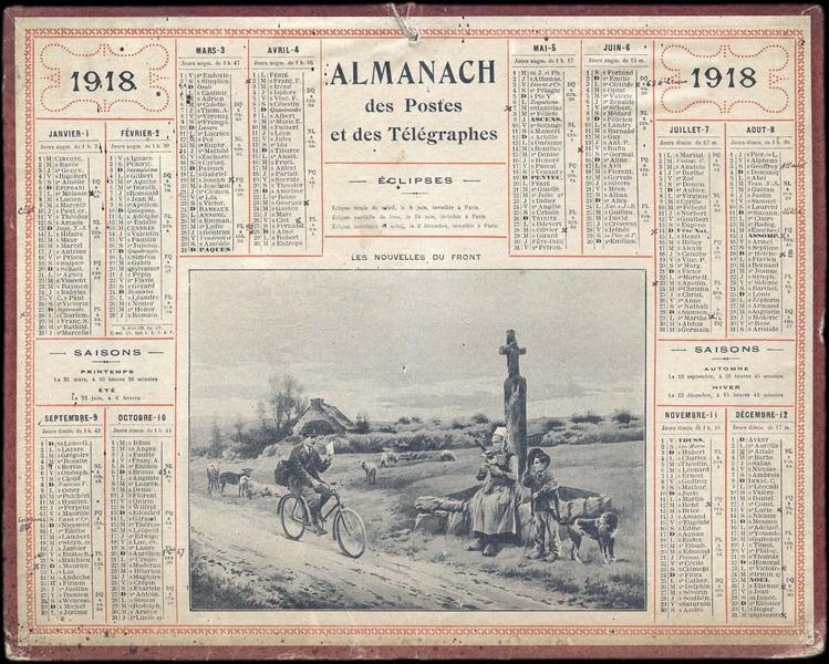 ALMANACH DES POSTES ET DES TELEGRAPHES / LES NOUVELLES DU FRONT (titre inscrit)_0