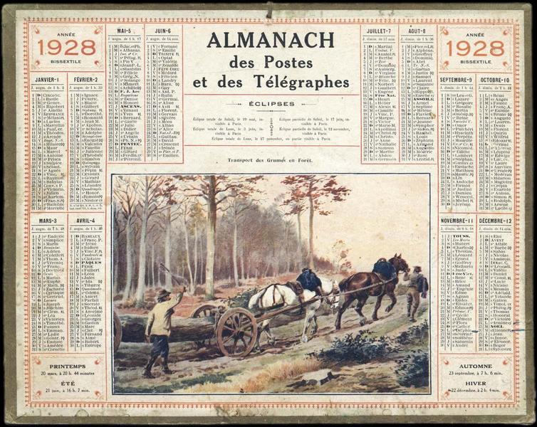 ALMANACH DES POSTES ET DES TELEGRAPHES / Transport des Grumes en forêt (titre inscrit)_0
