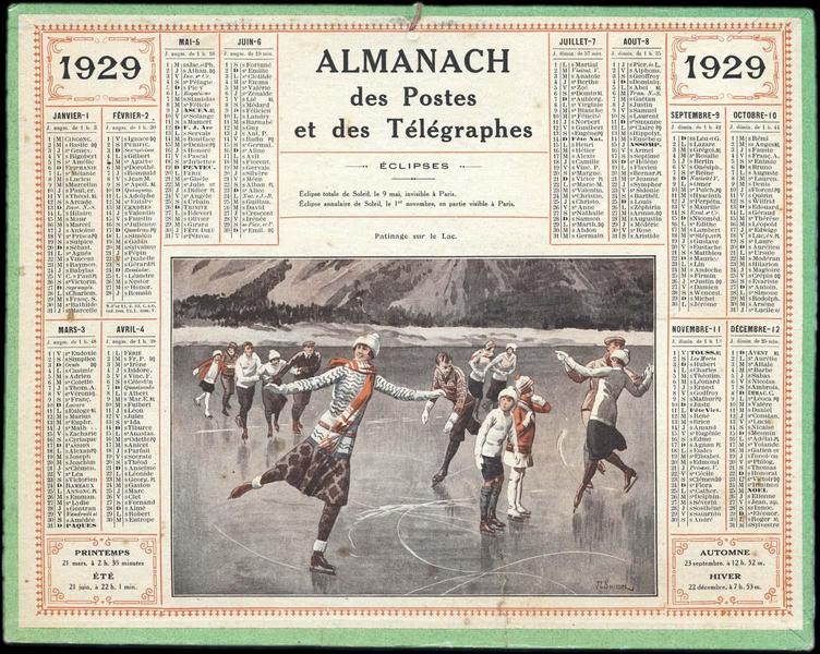 Almanach des Postes et des Télégraphes / Patinage sur le Lac (titre inscrit)_0