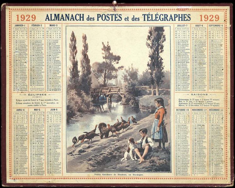 ALMANACH DES POSTES ET DES TELEGRAPHES / Petits Gardeurs de Dindons, en Dordogne (titre inscrit)_0